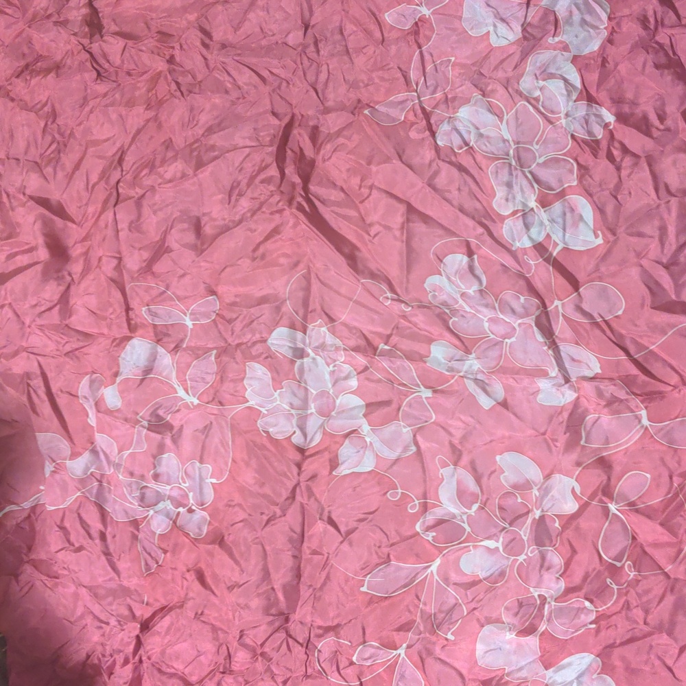 Vintage Scarf Bandana Wrap Pink with White Floral Flower Design